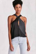 Urban Outfitters Silence + Noise Satin Contrast Cross-front Cami,black,xs