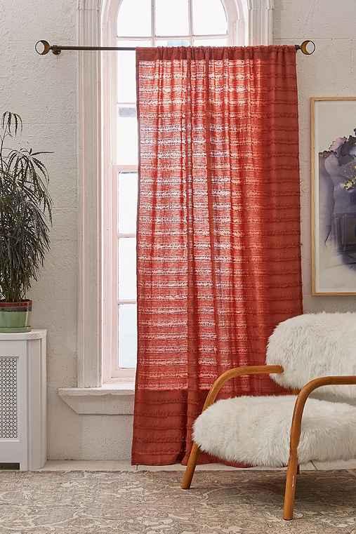 Urban Outfitters Solid Eyelash Fringe Curtain,rust,52x84