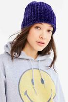 Urban Outfitters Velvet Chenille Beanie,purple,one Size