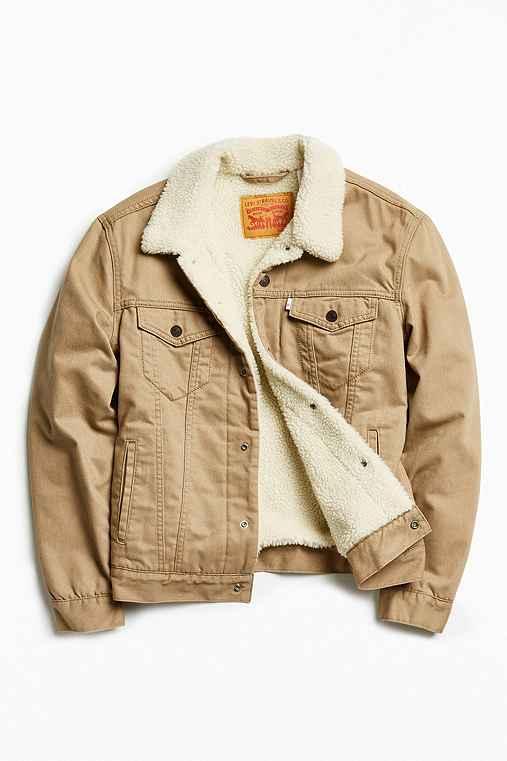 Urban Outfitters Levi's Flannel Sherpa Trucker Jacket,grey,xs