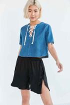 Urban Outfitters Silence + Noise Satin Basketball Short,black,l