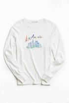 Urban Outfitters Los Angeles Embroidered Long Sleeve Tee,white,s