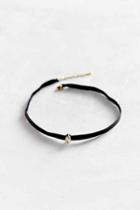 Urban Outfitters Only Love Leather + Stone Choker Necklace,black,one Size
