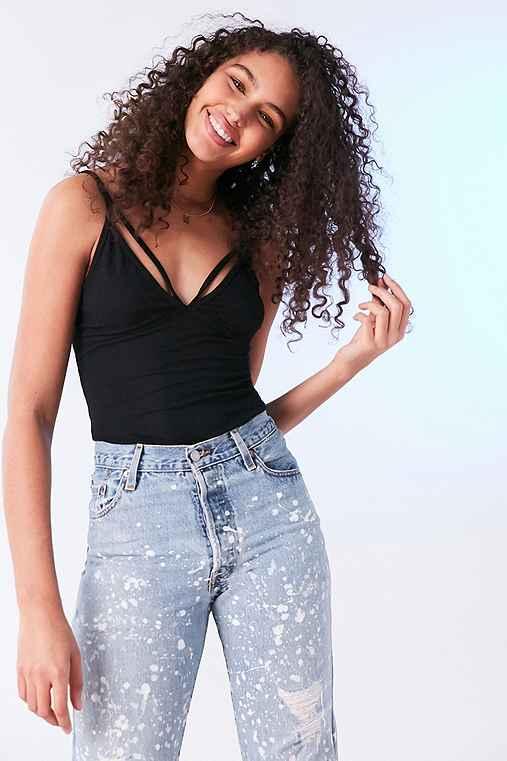 Urban Outfitters Truly Madly Deeply Strappy Rib Cami,black,s