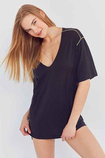 Urban Outfitters Silence + Noise Robbi High/low Oversized Tee,black,xs