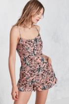 Urban Outfitters Kimchi Blue Butterfly Print Button-front Slip Romper