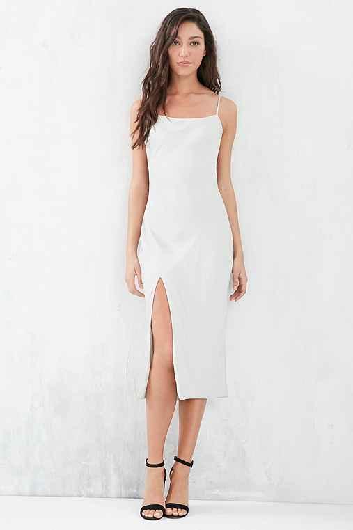 Urban Outfitters Capulet Satin Midi Slip Dress,silver,m