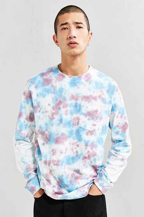 Urban Outfitters Uo Dye Effect Long Sleeve Tee,blue Multi,m
