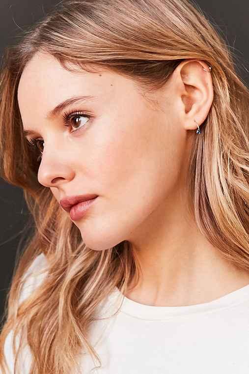 Urban Outfitters Genuine Stone Hoop Earring,blue,one Size