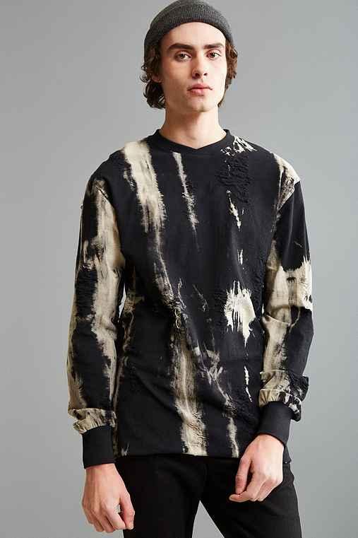 Urban Outfitters Publish Killien Bleached Crew Neck Sweatshirt,black,s