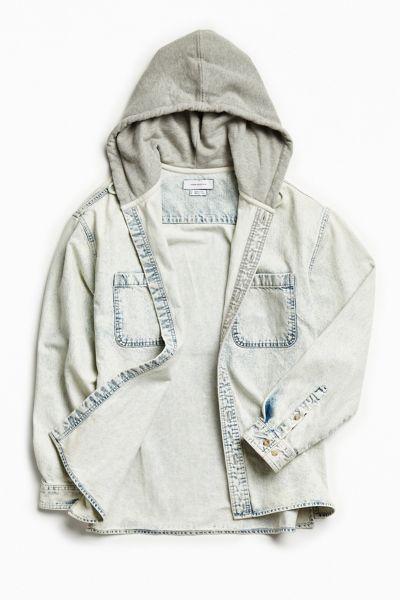 Urban Outfitters Uo Hooded Denim Button-down Shirt