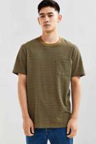 Urban Outfitters Uo Standard-fit Feeder Stripe Tee,olive,l