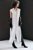 Urban Outfitters Silence + Noise Satin Trim Button-down Maxi Top,white,s