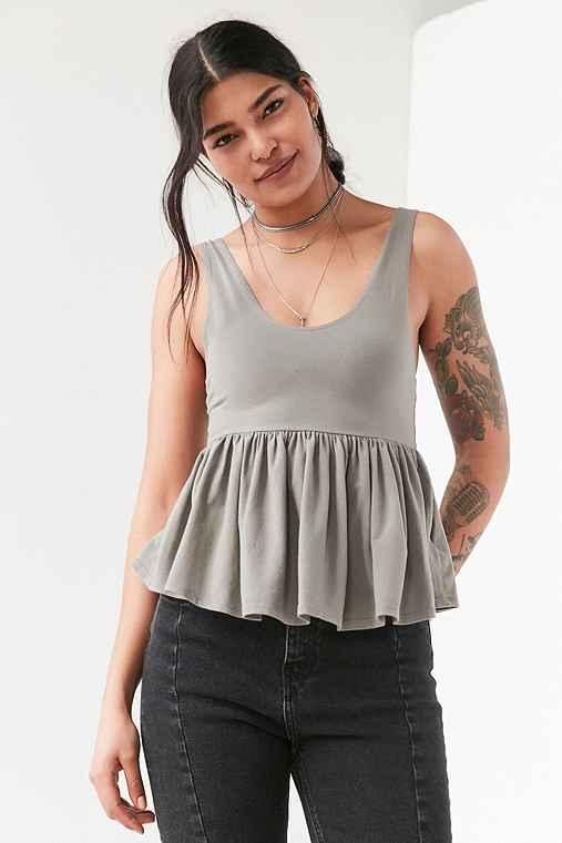 Urban Outfitters Truly Madly Deeply Annabella Peplum Tank Top,taupe,xs