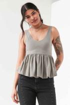 Urban Outfitters Truly Madly Deeply Annabella Peplum Tank Top,taupe,xs