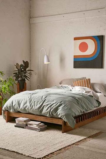 Urban Outfitters Sarah Slatted Platform Bed,brown,full/queen