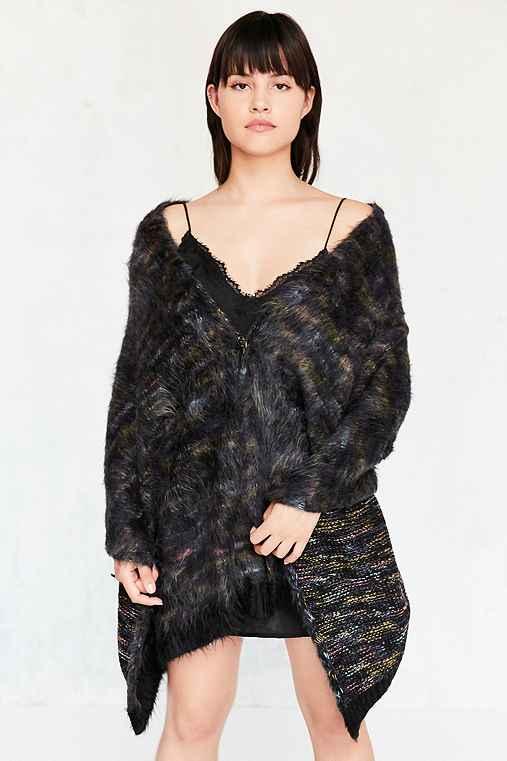 Urban Outfitters Brushed Snap Scarf,black,one Size