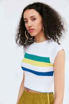 Urban Outfitters Bdg Rainbow Cropped Sweater Tee,cream Multi,s