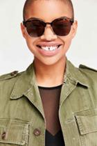 Urban Outfitters Squared Half-frame Sunglasses,brown,one Size