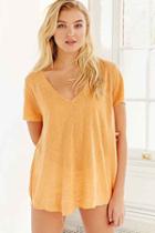 Urban Outfitters Project Social T Textured-knit V-neck Tee,orange,s