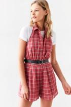 Urban Outfitters Cooperative Plaid Collared Halter Romper