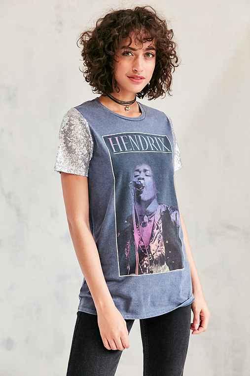 Urban Outfitters Jimmy Hendrix Sequin Tee,washed Black,l