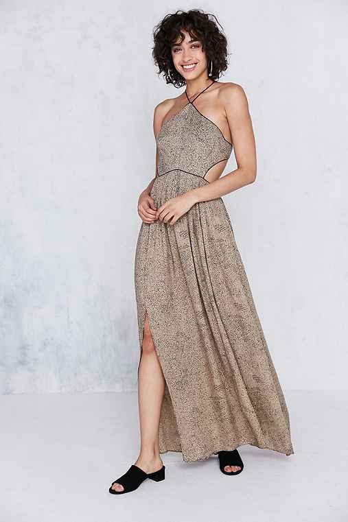 Urban Outfitters Silence + Noise Cecilia Strappy Y-neck Maxi Dress,cream Multi,xs