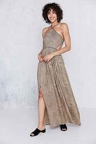 Urban Outfitters Silence + Noise Cecilia Strappy Y-neck Maxi Dress,cream Multi,xs