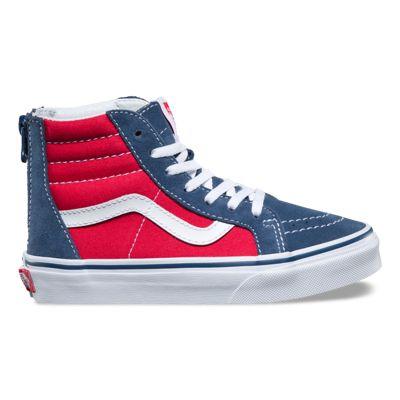 Vans Kids Tri Pop Sk8-hi Zip (vintage Indigo/rococco Red)