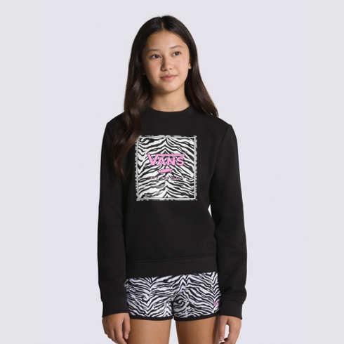 Vans Kids Zebra Daze Box Logo Fleece Crew (black)