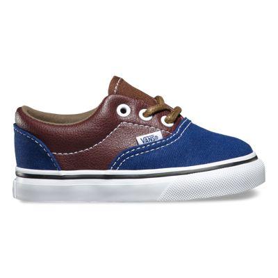 Vans Toddlers Leather/plaid Era (estate Blue/potting Soil)