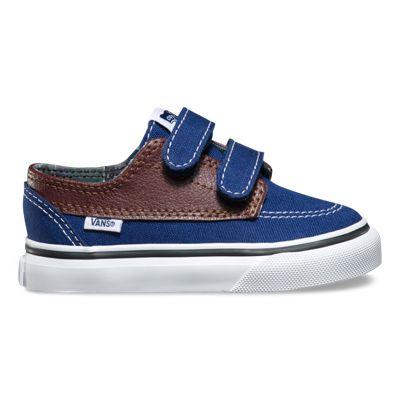 Vans Toddlers Leather/plaid Brigata V (estate Blue/potting Soil)