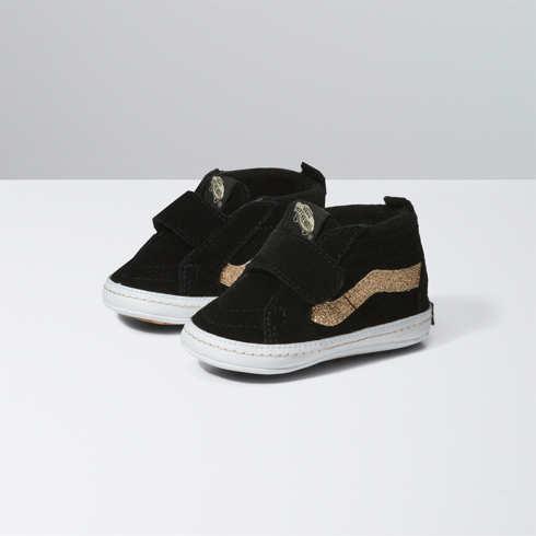 Vans Infant Party Glitter Sk8-hi Crib Shoe (black/gold)