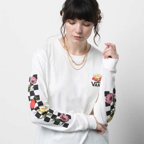 Vans Poppy Check Long Sleeve Bff Tee (marshmallow)