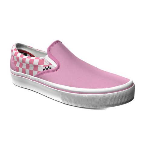 Vans Customs Prism Pink Checkerboard Skate Slip-on (customs)