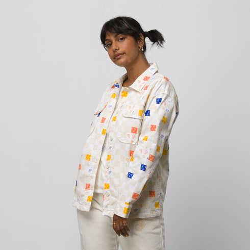 Vans Anaheim Paisley Check Long Sleeve Buttondown Top (marshmallow)