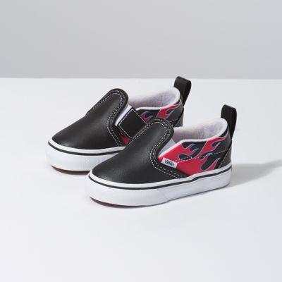 Vans Toddler Moto Flame Slip-on V (black/racing Red)