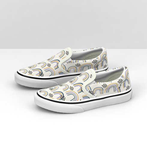 Vans Kids Classic Slip-on (rainbow Mini Check Marshmallow/white)