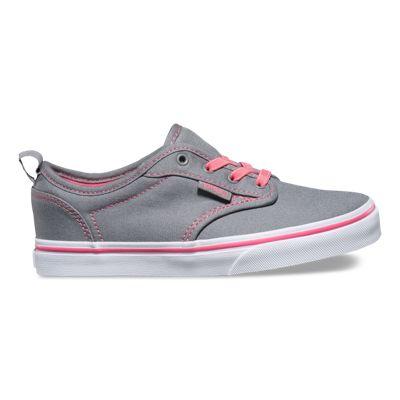 Vans Kids Atwood Low Slip-on (canvas Gray/pink Lemonade)