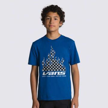 Vans Kids Reflective Checkerboard Flame T-shirt (true Blue)
