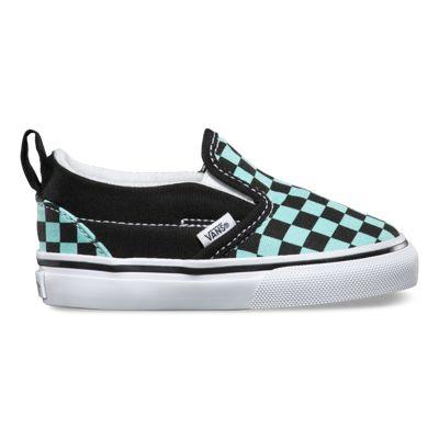 Vans Shoes Toddlers Checkerboard Slip-on V (black/blue Tint)