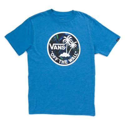 Vans Boys Dual Palm Logo Fill T-shirt (royal Heather Neo Jungle)