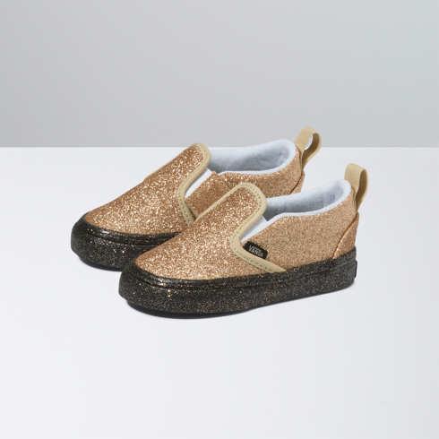 Vans Toddler Party Glitter Slip-on V Shoe (black/gold)