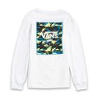 Vans Little Kids Print Box Back Long Sleeve T-shirt (white/reef Sharks)