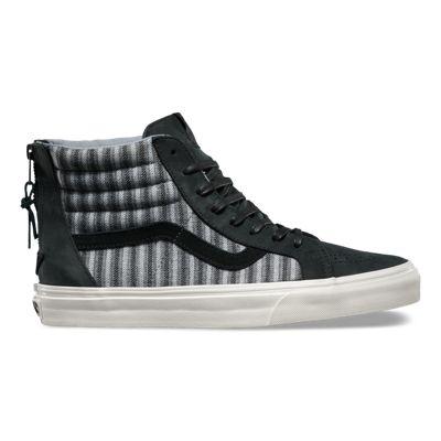 Vans Mens Shoes Skate Shoes Mens Shoes Mens Sandals Italian Weave Nubuck Sk8-hi Zip Ca (black)