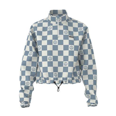 Vans Left Chest Print Half Zip Hoodie (ashley Blue)