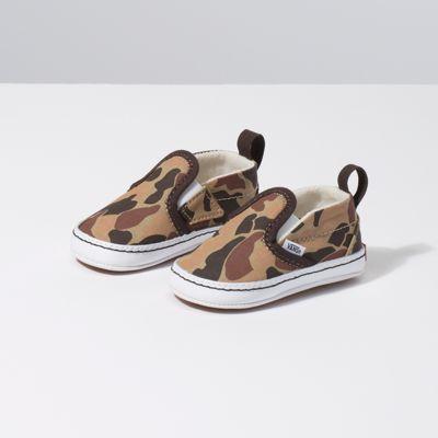 Vans Infant Vintage Camo Slip-on V Crib (chocolate Torte/true White)