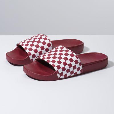 Vans Mens Checkerboard Slide-on (rumba Red/white)