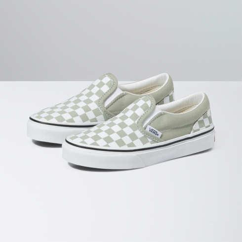 Vans Kids Checkerboard Classic Slip-on Shoe (desert Sage)