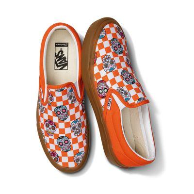 Vans Customs Sugar Skulls Checkerboard Creator Slip-on (customs)